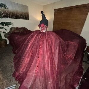 Elegant Burgundy Ball Gown